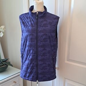 NWOT Peter Millar‎ Mens Hyperlite Insulated Windproof Camo Blue Gold Vest S